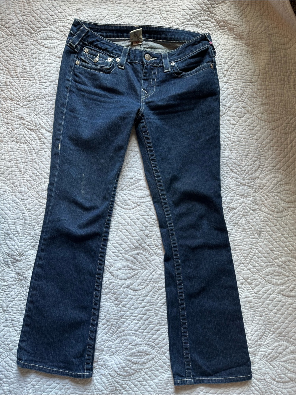 True Religion Women’s Dark Blue Rhinestone Bootcut Jeans - Picture 5 of 5